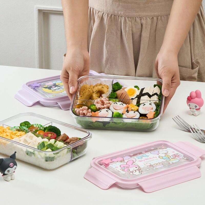 스쿨핏 산리오캐릭터즈 세 칸 나눔 클리어 도시락