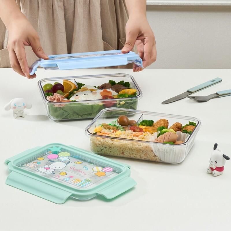 스쿨핏 산리오캐릭터즈 세 칸 나눔 클리어 도시락