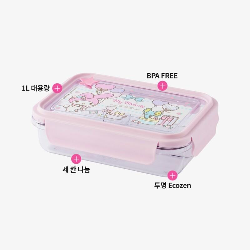스쿨핏 산리오캐릭터즈 세 칸 나눔 클리어 도시락