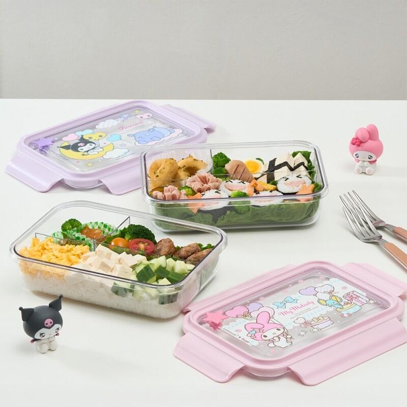 스쿨핏 산리오캐릭터즈 세 칸 나눔 클리어 도시락